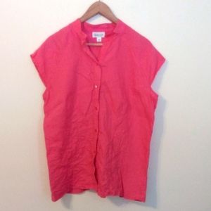 Coldwater Creek Coral Pink Button-Down Linen Top